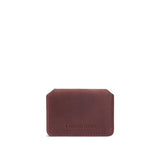 Merlot | Backside of small leather wallet with debossed PLG logo