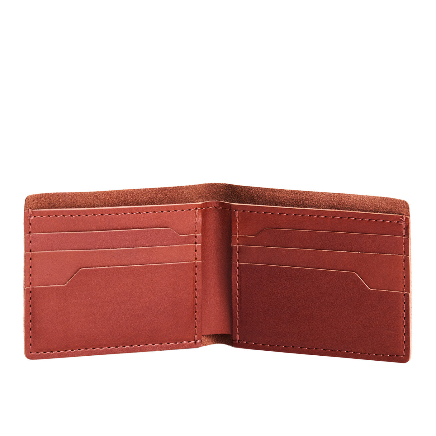 Marrone | Leather bifold wallet with six geometric card slots