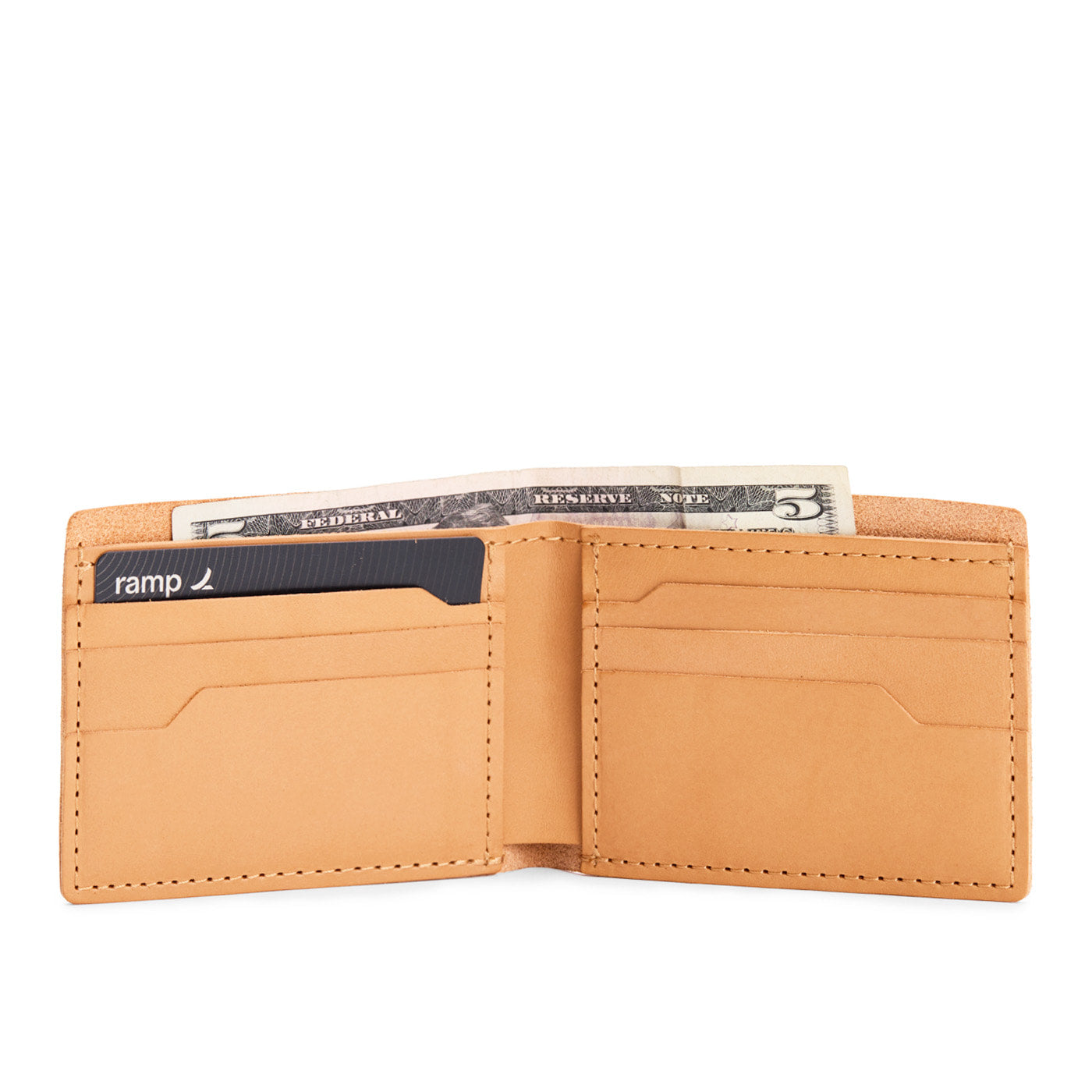 Naturale | Leather bifold wallet with six geometric card slots