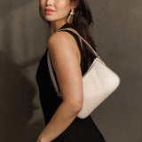 Bone | Petite bean shaped shoulder bag with a zipper closure