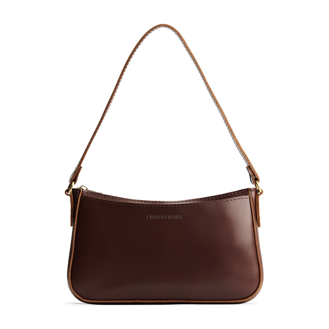 Chocolate Brown | Petite bean shaped shoulder bag with a zipper closure