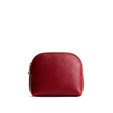 Chili Red Mini | Compact leather pouch with top zipper
