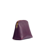 Plum Classic | Compact leather pouch with top zipper