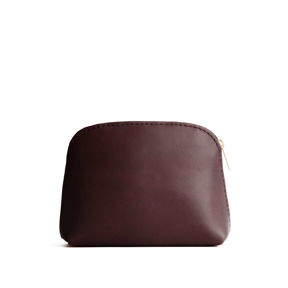 Redwood*Large | Compact leather pouch with top zipper