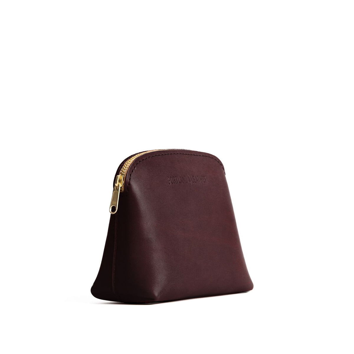 Redwood*Large | Compact leather pouch with top zipper