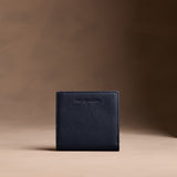 Anchor Blue Small | Petite slim leather bifold wallet with multiple card slots and a zippered back pocket