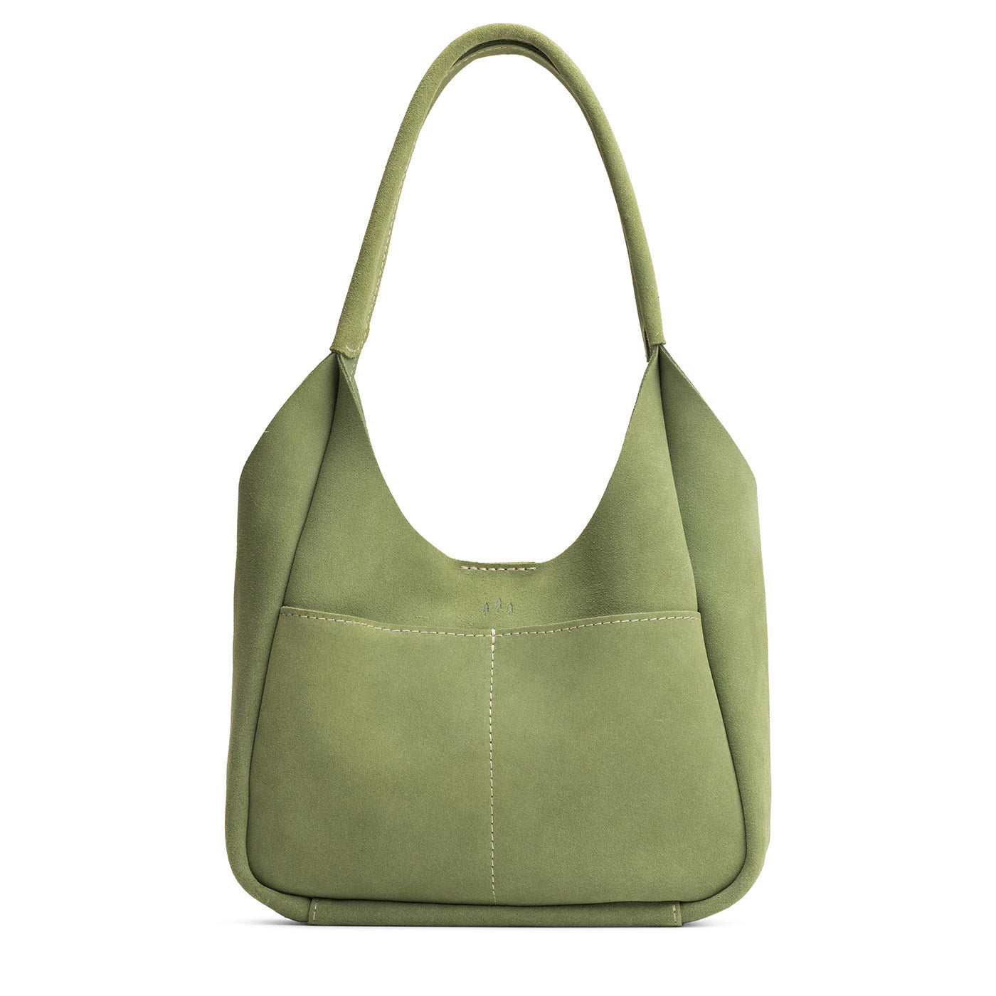 Laurel*Large | U-shaped, flat-bottomed leather shoulder bag with two outside pockets