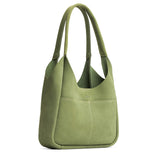 Laurel Large | U-shaped, flat-bottomed leather shoulder bag with two outside pockets