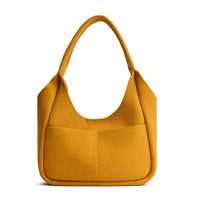 Dijon*Medium | U-shaped, flat-bottomed leather shoulder bag with two outside pockets