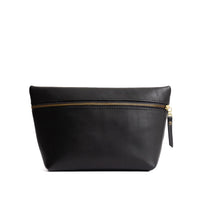 Black*Extra Large | Large leather makeup bag with zipper