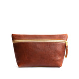 Nutmeg Extra Large | Large leather makeup bag with zipper