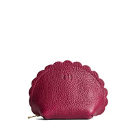 Orchid*Large | Curved leather pouch with zipper and scalloped edges