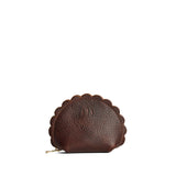 Coldbrew Small | Curved leather pouch with zipper and scalloped edges