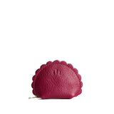 Orchid Small | Curved leather pouch with zipper and scalloped edges