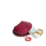 Orchid Small | Curved leather pouch with zipper and scalloped edges