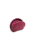 Orchid Small | Curved leather pouch with zipper and scalloped edges