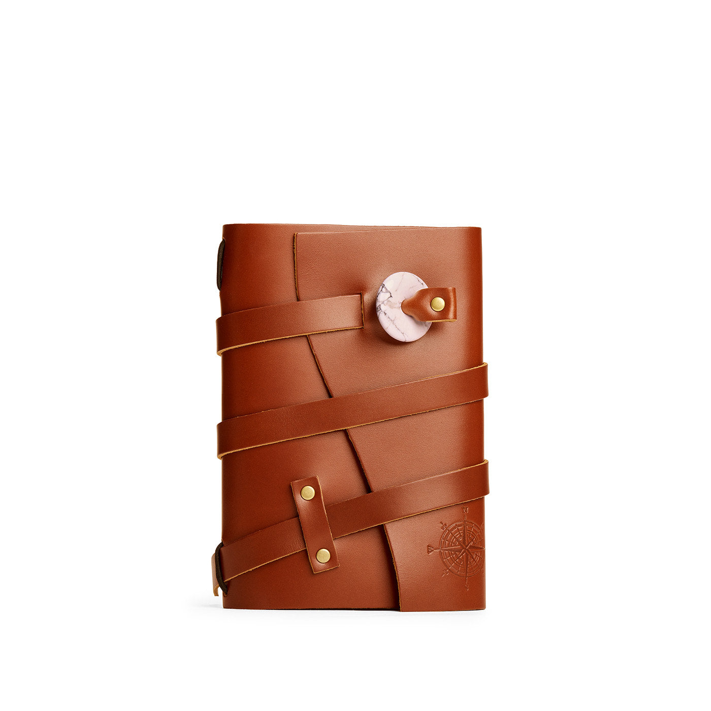 Madrone*Wrap*Compass | Wrap Journal with stone end and embossed design
