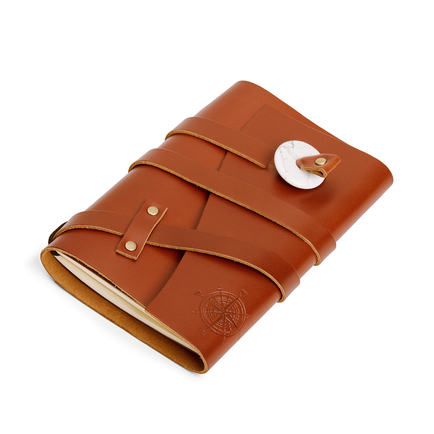 Madrone*Wrap*Compass | Wrap Journal with stone end and embossed design