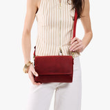 Phoenix Medium | Model wearing leather Crossbody Bag with Magnetic Messenger Bag 