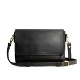 Black Medium  | Leather Crossbody Bag with Magnetic Messenger Bag Closure