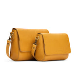 Sunshine | Side by Side of both sizes of Leather Crossbody Bag with Magnetic Messenger Bag Closure