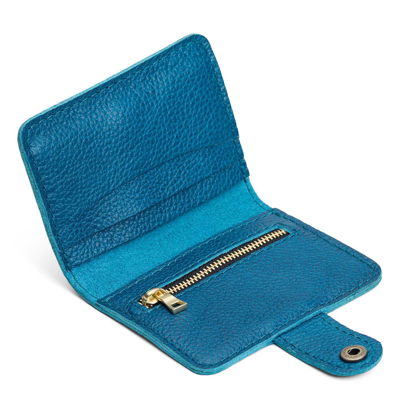 Planetary | Small leather bifold wallet with snap open