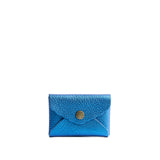 Comet Blue | Small leather card wallet with scalloped edge closed
