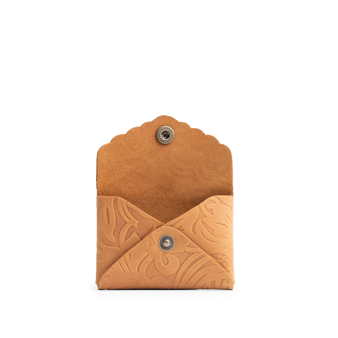 Desert Flower | Small leather card wallet with scalloped edge