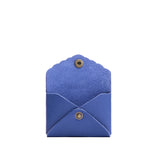 Molino Blue | Small leather card wallet with scalloped edge open