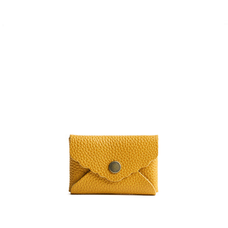Sunshine | Small leather card wallet with scalloped edge