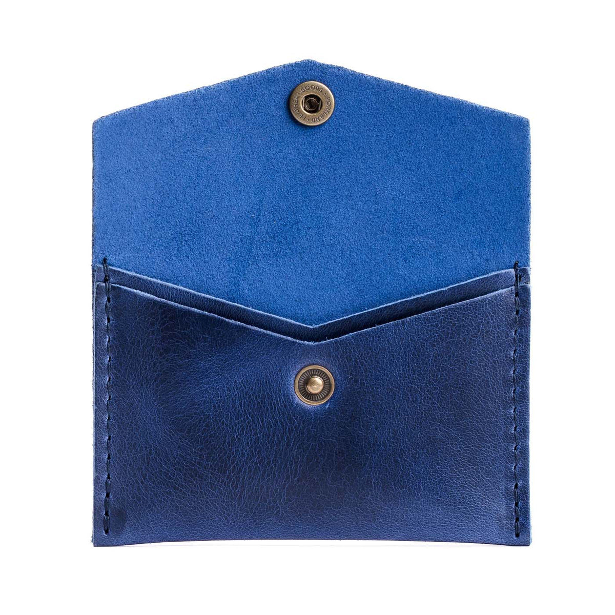 Cowboy Blue | Small leather card wallet with snap closure