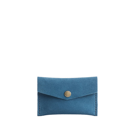 Mariner Blue | Small leather envelope card wallet with snap closure