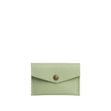 Pistachio | Small leather envelope card wallet with snap closure