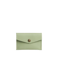 Pistachio | Small leather envelope card wallet with snap closure