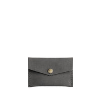 Smoke Grey | Small leather envelope card wallet with snap closure