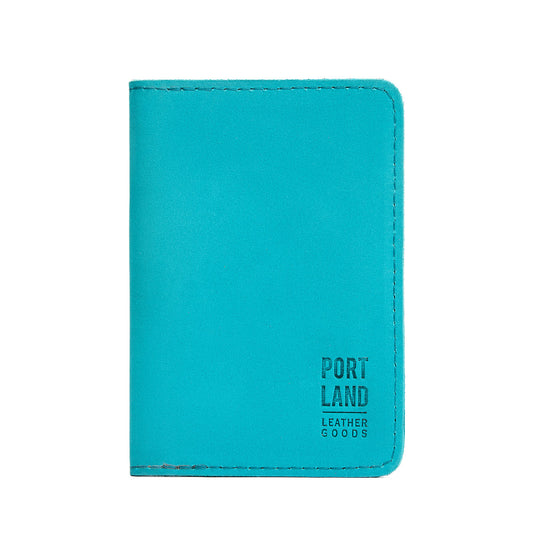 Aquamarine | Leather passport case with PLG logo