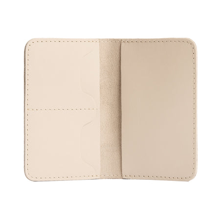 Bone | Leather passport case with PLG logo open shot
