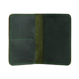 Evergreen | Leather passport case with PLG logo open shot