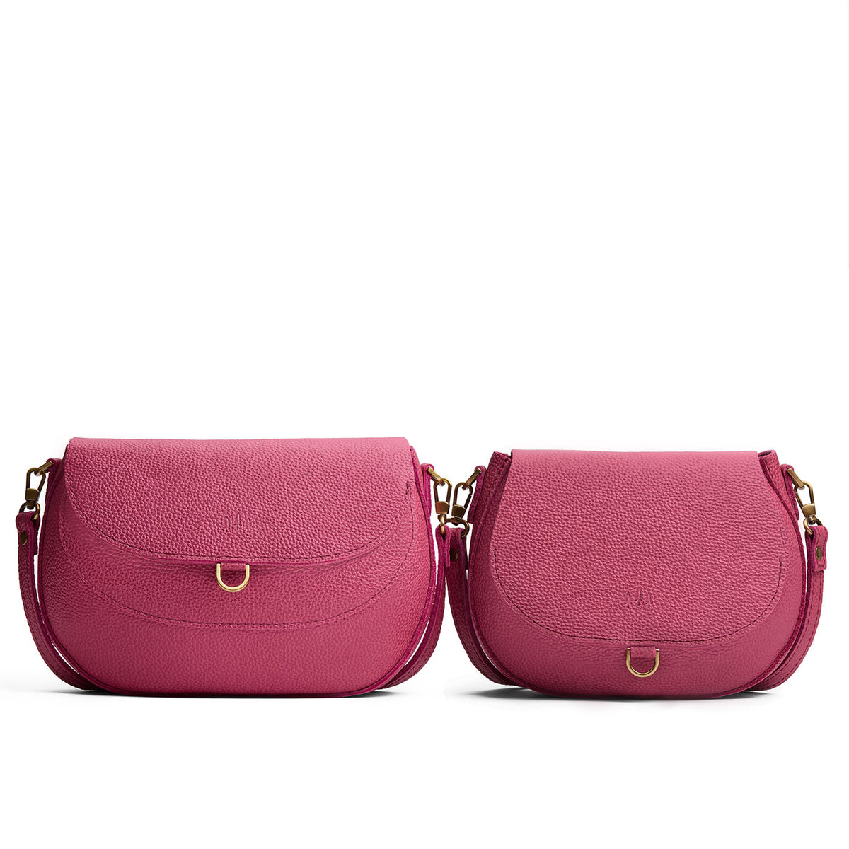 Wild Rose | Size comparison of two leather Crossbodies with a flaps and magnetic closures