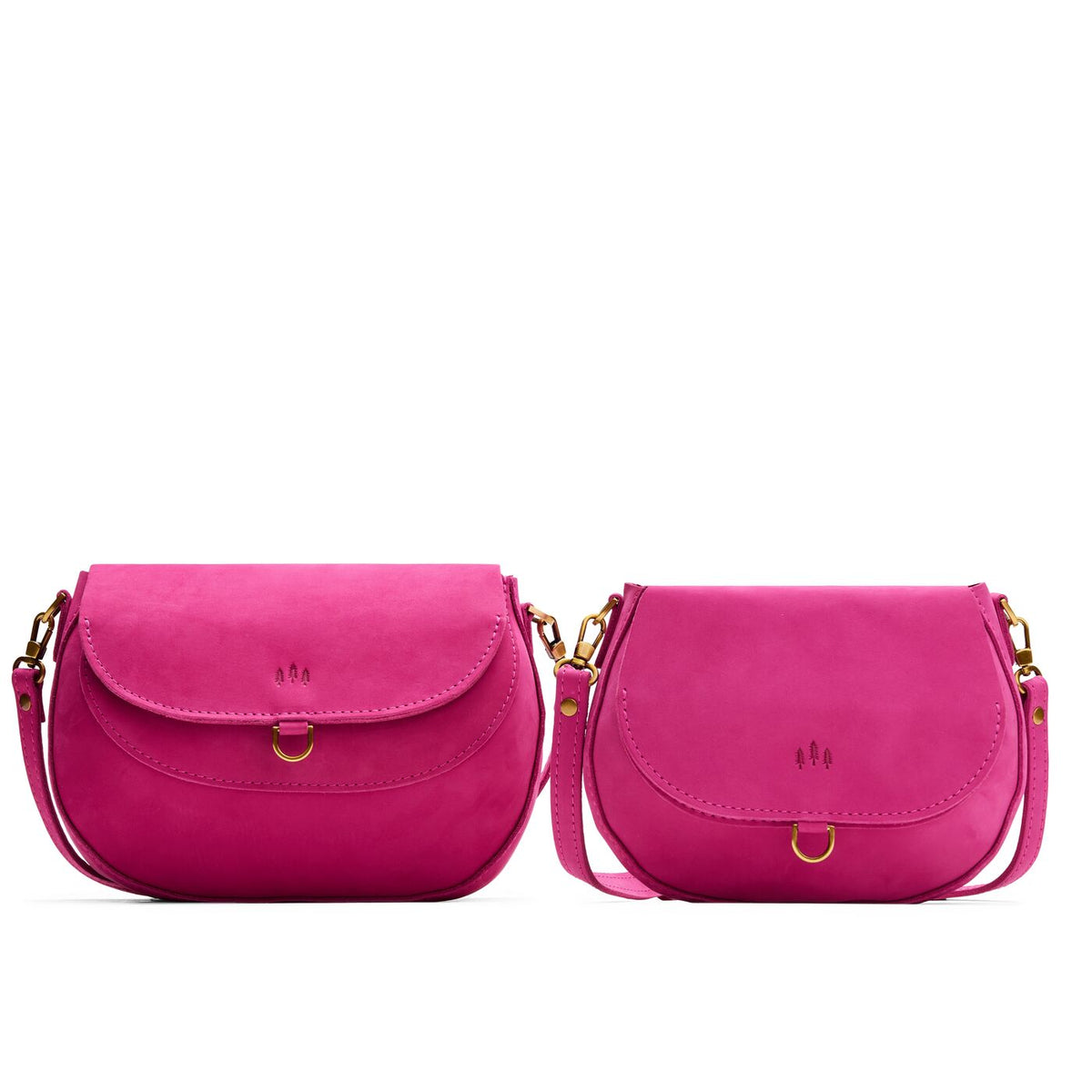 Royalty | Size comparison of two leather Crossbodies with a flaps and magnetic closures