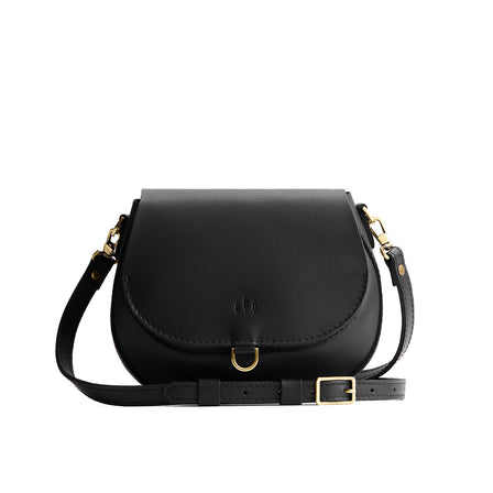 Black*Large | Leather Crossbody with a flap and magnetic closure