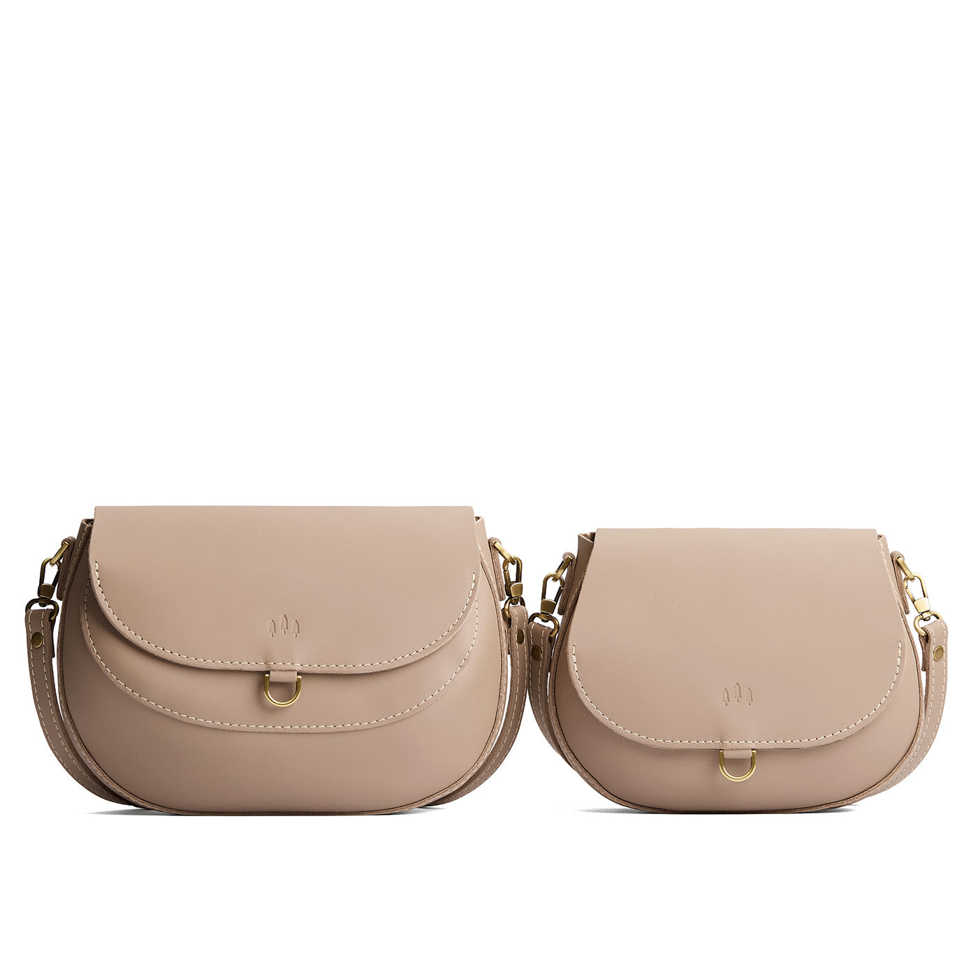Stone | Size comparison of two leather Crossbodies with a flaps and magnetic closures