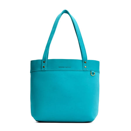 Aquamarine*Medium*Classic | Leather tote bag with riveted straps and exterior key loop