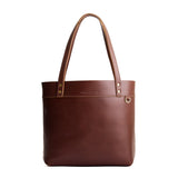 Cognac Medium Classic | Leather tote bag with riveted straps and exterior key loop