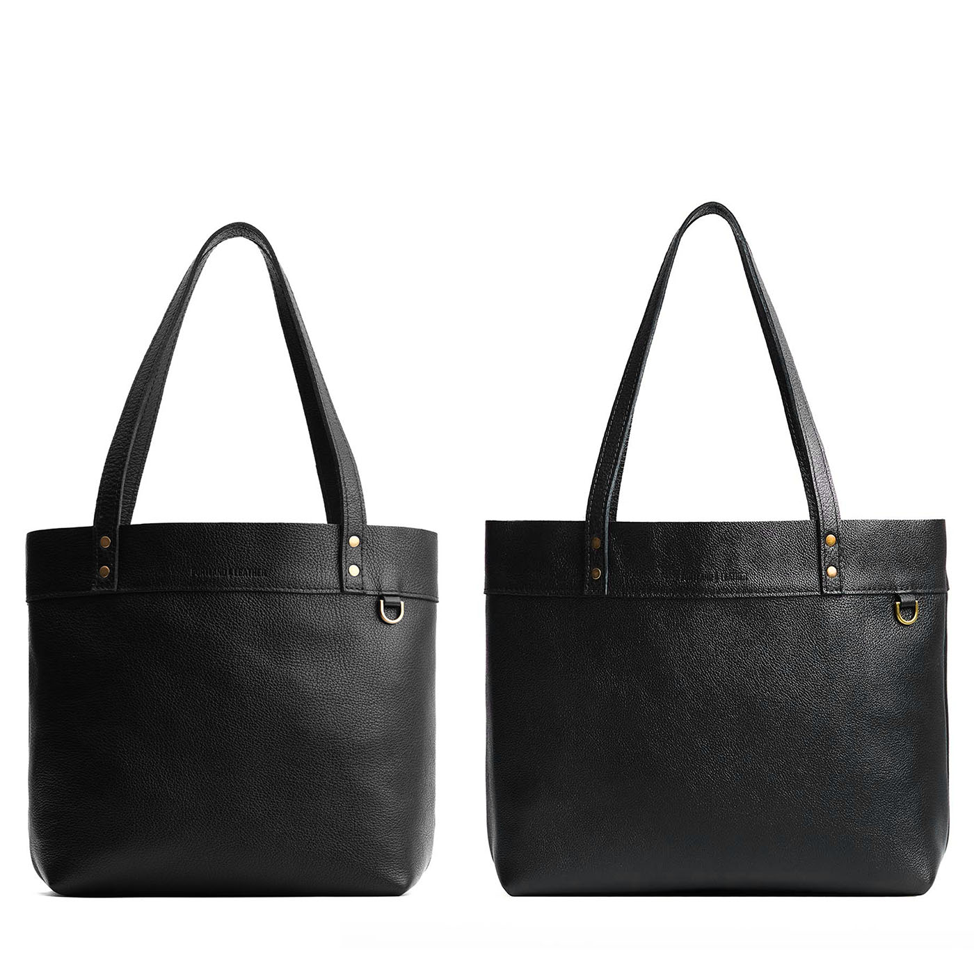 Pebbled--black | Side by side comparison of both sizes of the Montana Tote