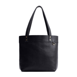 Pebbled--black*Medium*Classic | Leather tote bag with riveted straps and exterior key loop