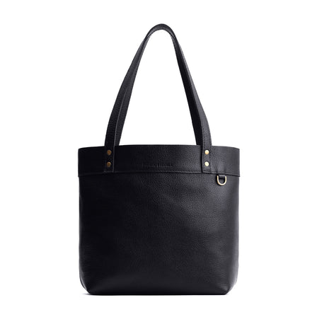 Pebbled--black*Medium*Classic | Leather tote bag with riveted straps and exterior key loop