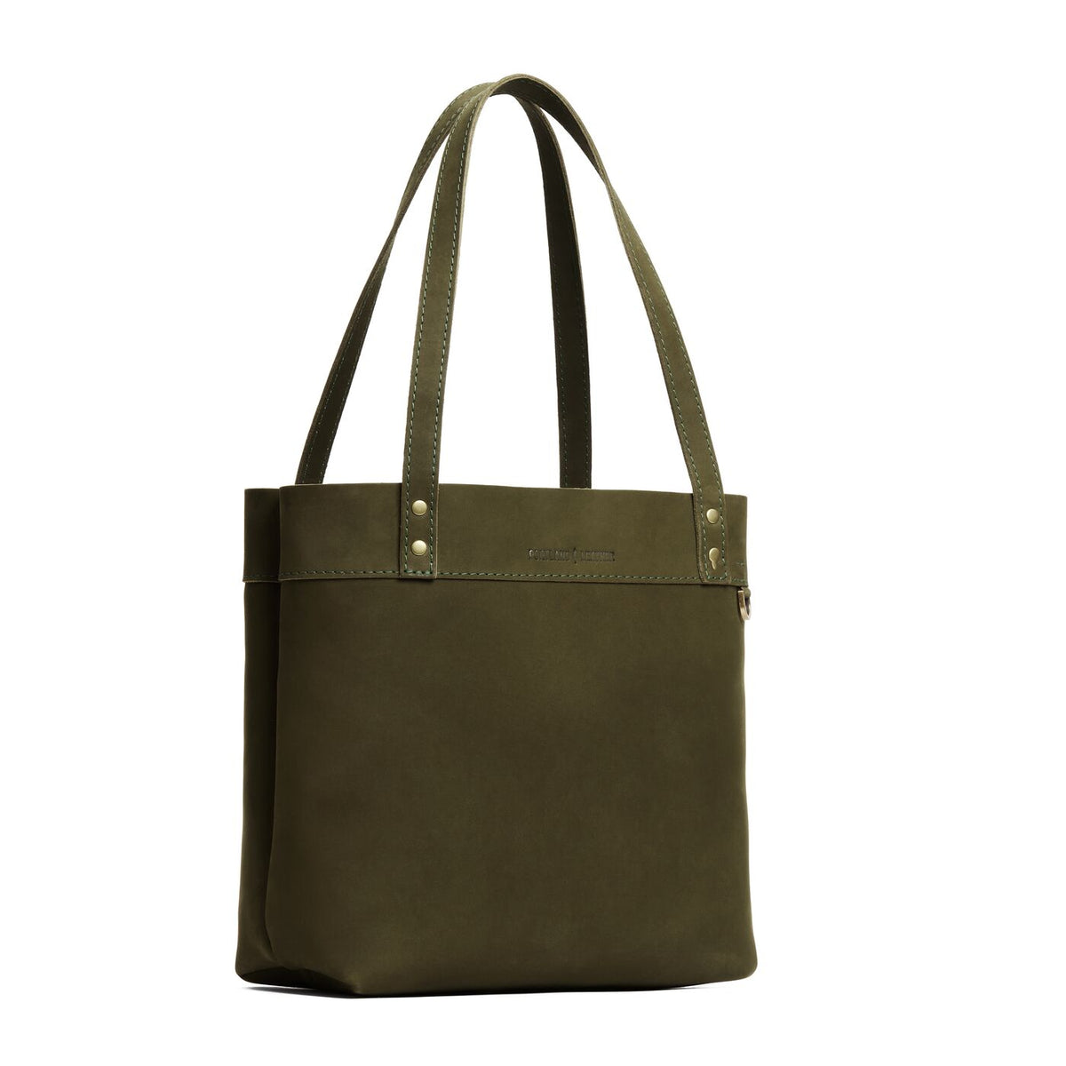 Verdant*Medium*Classic | Leather tote bag with riveted straps and exterior key loop