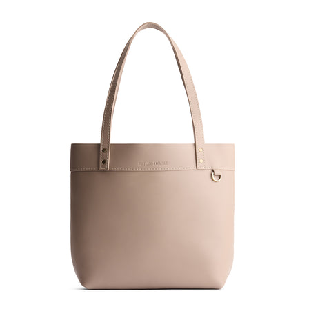 Stone*Medium*Classic | Leather tote bag with riveted straps and exterior key loop