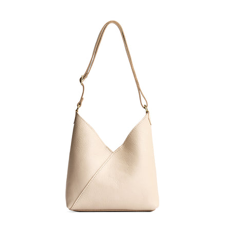 Pebbled Bone*Large | Mid-size shoulder bag with magnetic snap closure